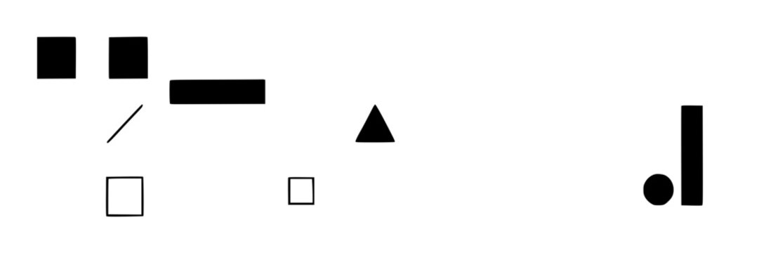 Geometric Ideogram Icons Set with Basic Shapes, Minimalist Design, Vector Illustration