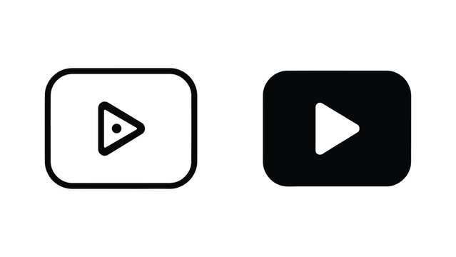 Outlined black square video play icon with small dot for user interface and web design elements.