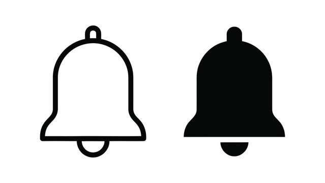 Minimalist bell outline and solid vector icons perfect for app notification indicators.