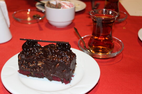 chocolate cake with cherries