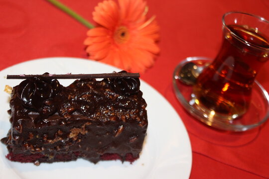 chocolate cake with cherry