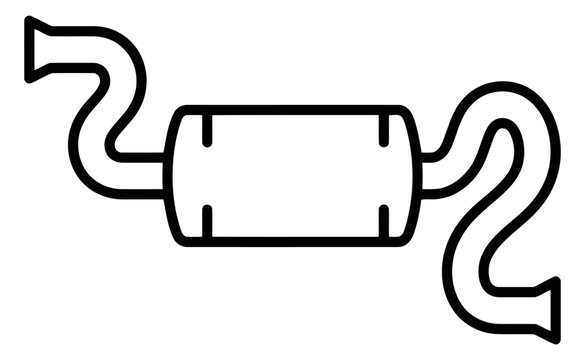 Car exhaust system outline icon vehicle muffler pipe symbol automotive emission component engine part for repair and service vector illustration