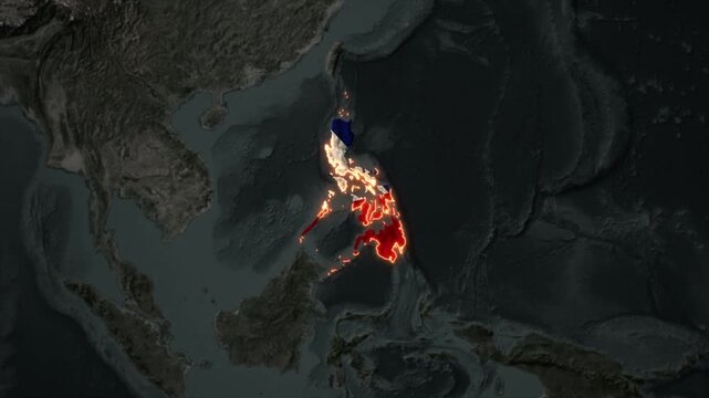 Animated PHILIPPINES Map Filled with Flag with animated Golden Border