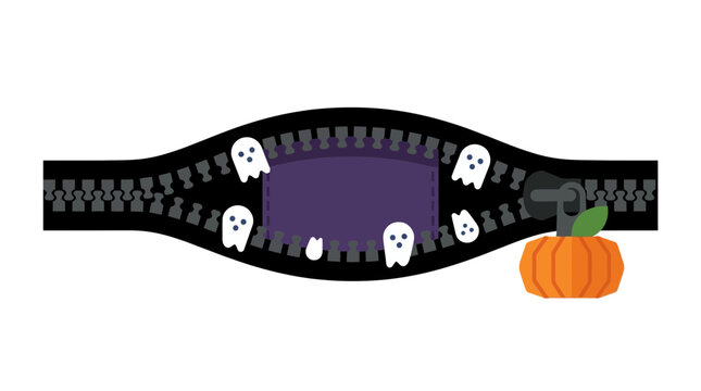 Zipper opens to reveal ghosts and pumpkin