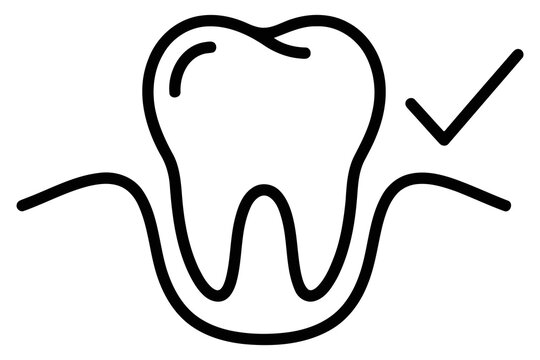 Healthy tooth icon with check mark symbol