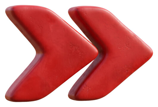 Pair of Red Rounded Chevron Shapes Pointing Right