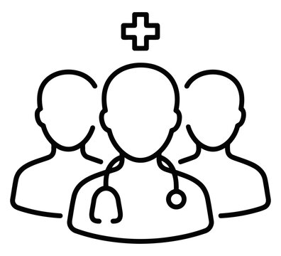 Medical team icon, doctor and healthcare professionals group, isolated on white background