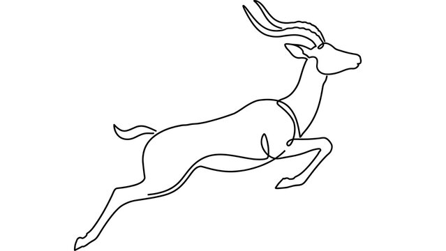 Antelope running on white background.