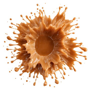 caramel splash circular burst isolated on white background jpg
