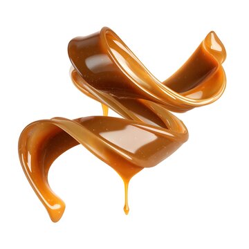 caramel splash glossy ribbon isolated on white background jpg