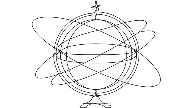 Astronomy Globe with Orbits white background.