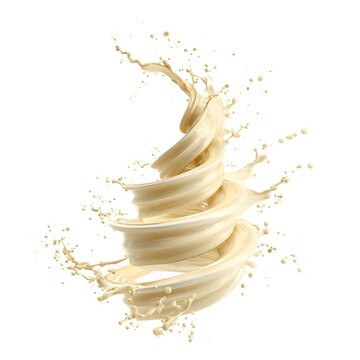 cream splash spiral motion isolated on white background jpg