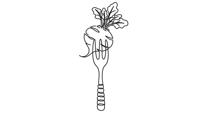 Beetroot on fork white background.
