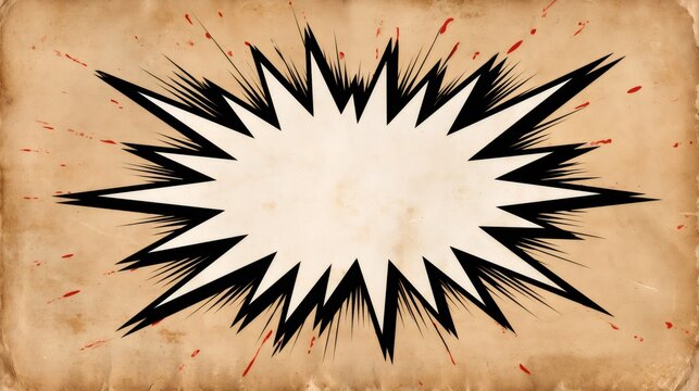 Comic style explosion speech bubble on vintage paper background