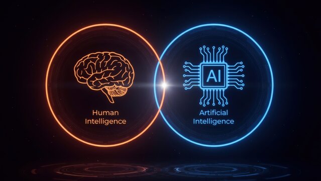 Human intelligence vs artificial intelligence concept
