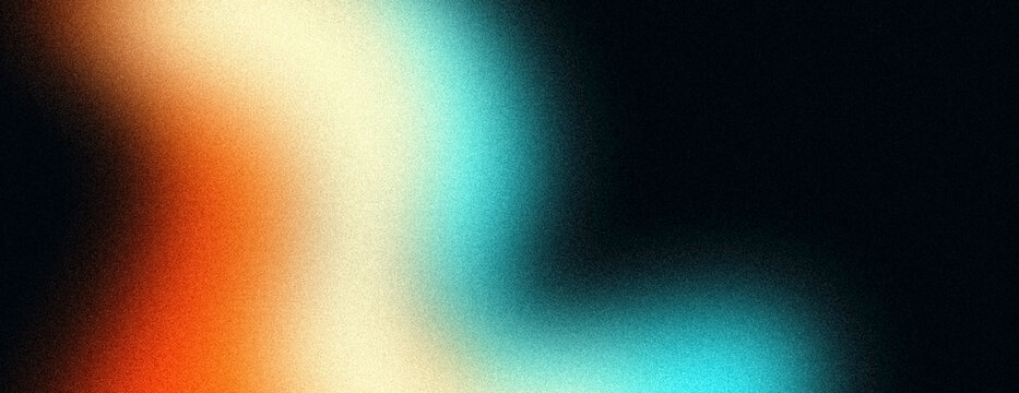 Abstract Dark Gradient Background with Soft Orange Teal Lens Leak Blur and Grainy Film Texture Overlay for Modern Cyber Banner and Cover Design