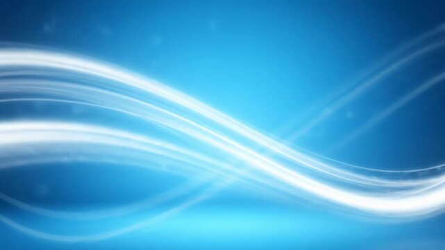 Dynamic abstract blue light streak motion background, glowing energy swirl graphic, ethereal flow with sparkling particles evoking wonder and optimism
