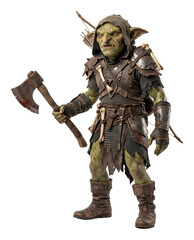 Fototapeta premium Armored Goblin Warrior Holding a Battle Axe