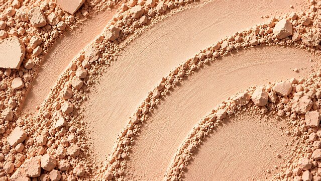 Macro texture of crushed face powder and foundation strokes for cosmetics product texture showcase