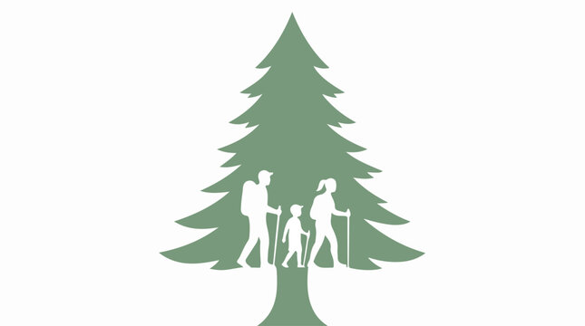 Vector Illustration A large stylized pine tree sil