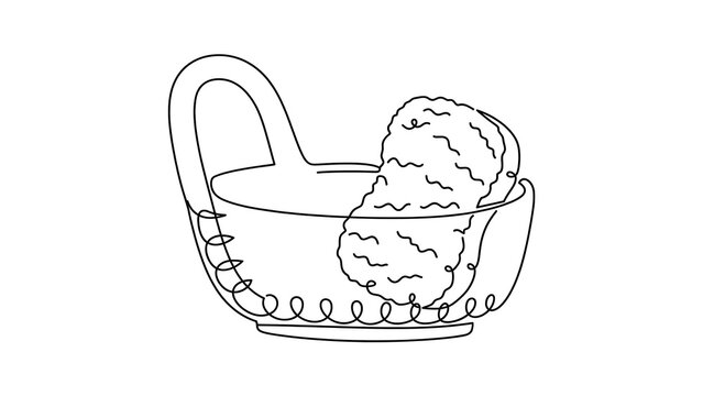Bread in a basket white background.