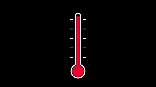 Thermometer icons showing temperature changes on black background