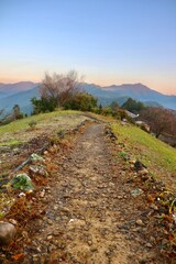 熊野古道・道・山並み（奈良県・十津川村） © Takezo