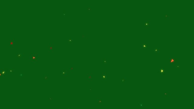 Colorful confetti party explosion with falling ribbons on green screen, realistic confetti blast animation, celebration overlay motion design element for birthday and festive events