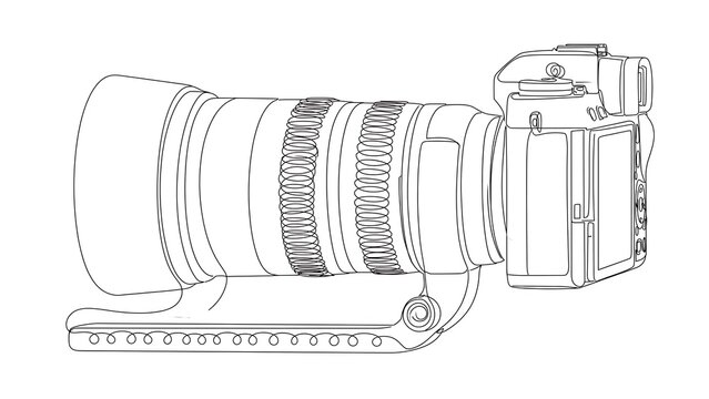 Camera lens on white background white background.