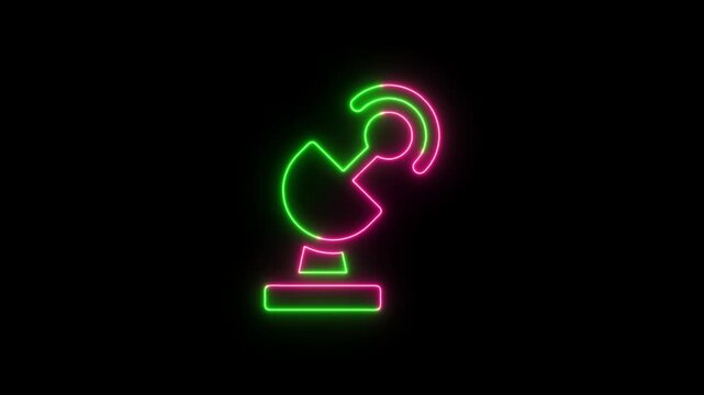 Abstract runner silhouette made of glowing pink and green neon light lines on a dark background