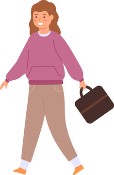Young woman walking smiling carrying business bag