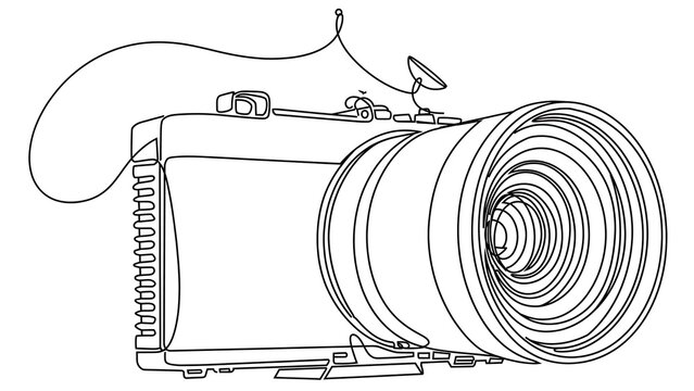 Camera with long lens white background.