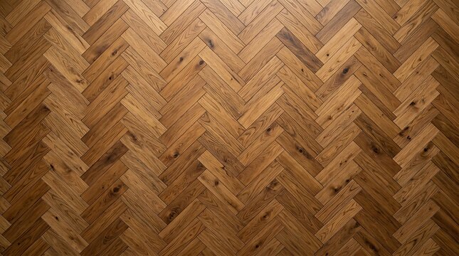 Herringbone pattern wooden floor texture made of natural brown oak planks