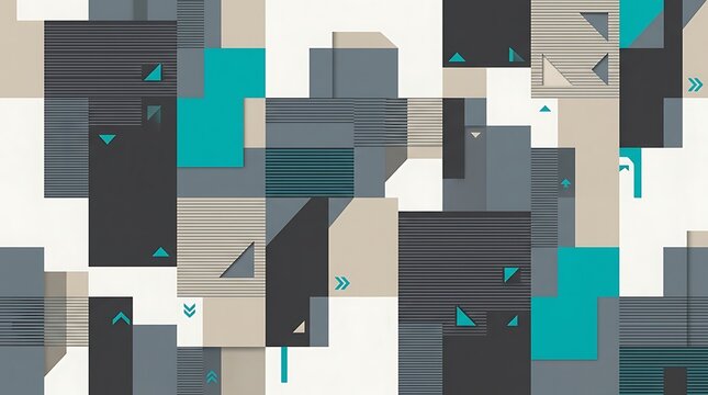 Abstract geometric composition with layered rectangles and teal accents