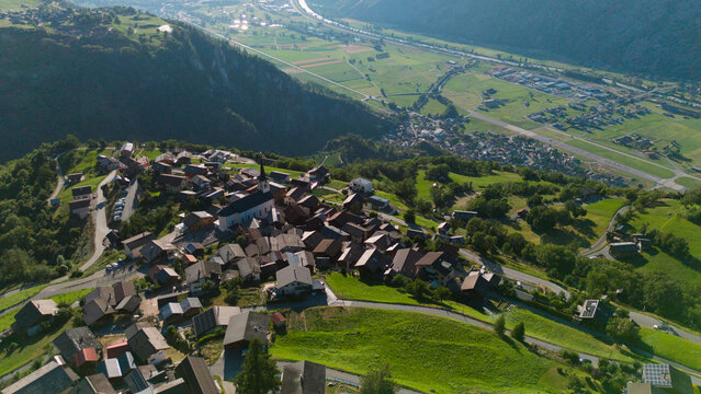 panorama from the Alps, Ergisch, Wasserfall Turtmann in Switzerland 