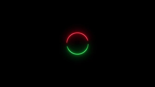 Neon circle loading animation featuring a loader, loading indicator and progress.