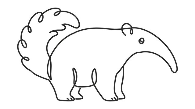 Cartoon anteater white background.
