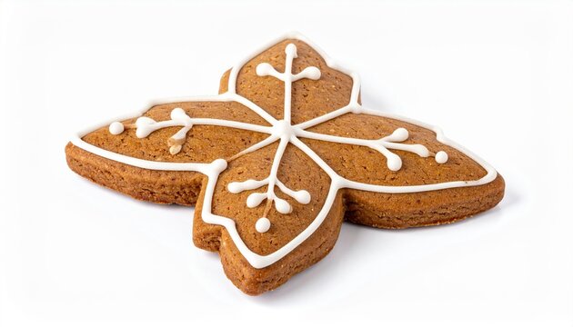 Homemade gingerbread cookie isolated on white background, festive bakery concept