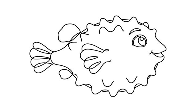 Cartoon fish white background.