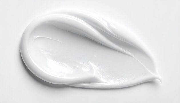 White cosmetic cream swirl isolated on white background, luxury skincare texture, minimal beauty product concept