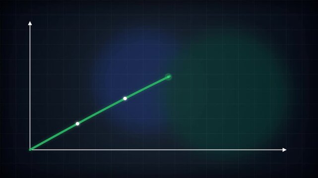 glowing growth graph and upward trend line showing business data analysis on dark grid background