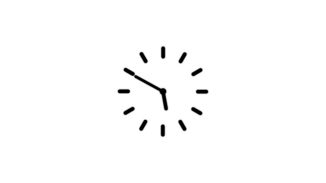 Minimalist clock face animation with rotating hands on white background, for time management, and deadline concepts