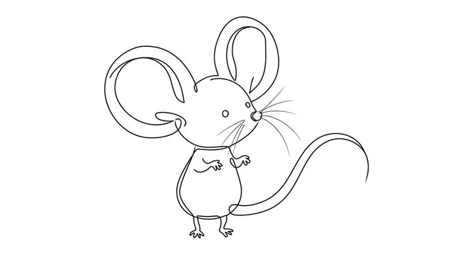 Cartoon mouse standing white background.