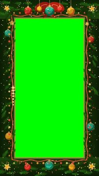 Christmas Ornament Border with Green Screen Vertical Video