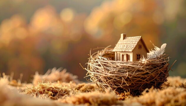 Clay Tiny House Inside Giant Bird Nest5