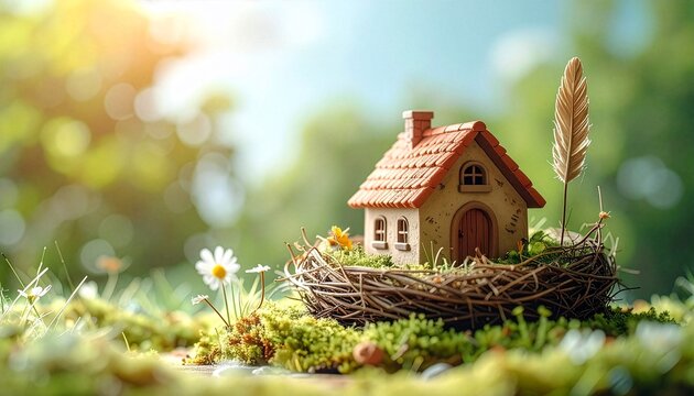 Clay Tiny House Inside Giant Bird Nest3