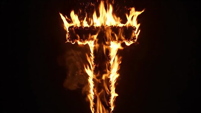Letter T Ablaze: Fiery Alphabet Character Ignited Against a Dark Background
