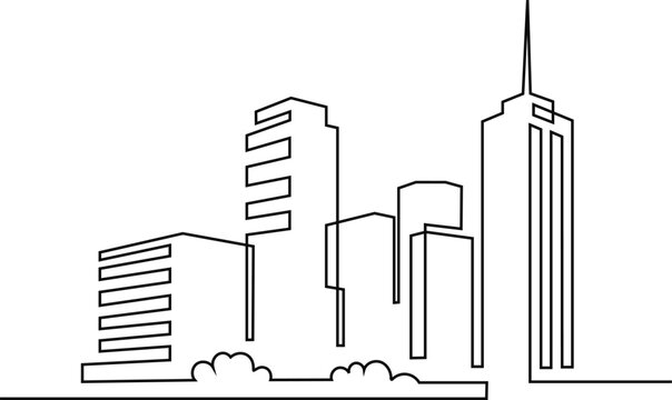 Urban buildings defining a cityscape with a minimalist line art design
