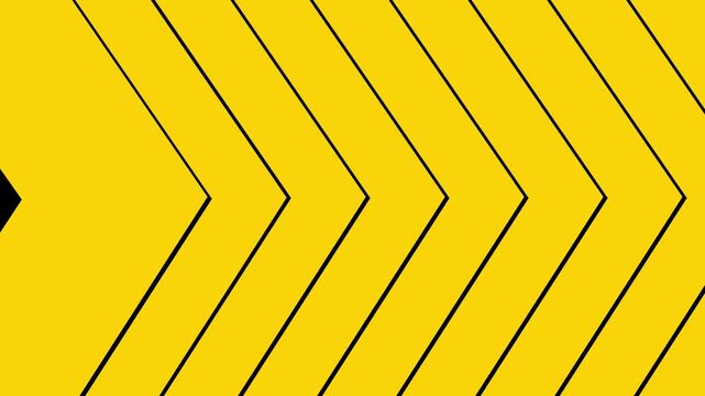 Dynamic yellow chevron arrow pattern moving background, abstract motion loop for modern presentations and digital signage
