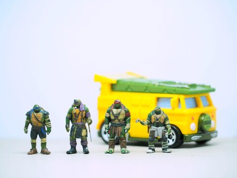 Indonesia - Spetember 12, 2023 : Mini toy at table with blurred background.